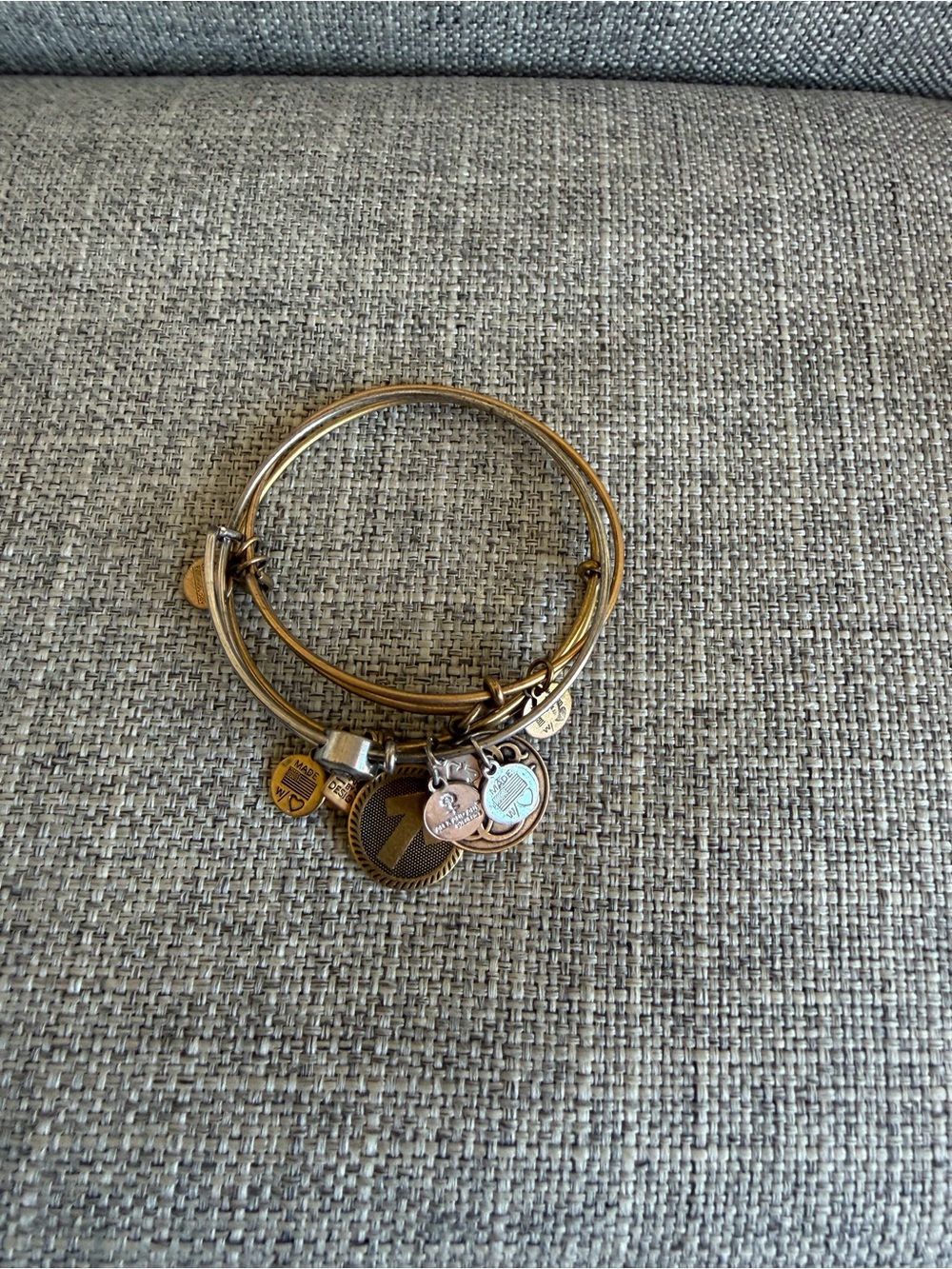 Alex and Ani Gold Tone Mixed-Metal Charm Bangle Set